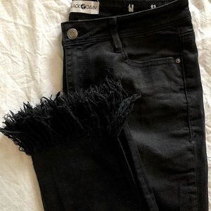 Black Cropped Jeans w/ Fringe